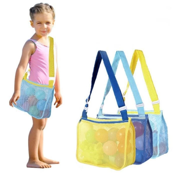 Strandväska för barn - Zgeer - 3 st Skalsamlarväska - Vit - Glädjefärg - Mesh - 24*20*6 cm JOY COLOR