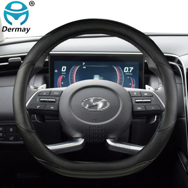 Rattskinnsöverdrag i PU-läder med kolfiber för Hyundai Tucson 2004~2022 NX4 IX35 2016 2017 2019 2021 2022 - Biltillbehör D shape- Black