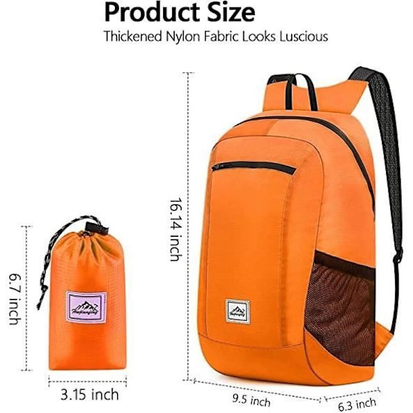 Vandringsryggsäck - Grå - Vikbar - Ultralätt 20L - Vattentät - Unisex Gray