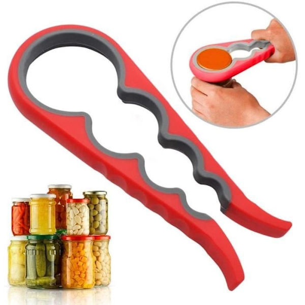 4-i-1 Multifunktionell Burköppnare - Orange - Ergonomisk - Modern Design - Pp + Tpr