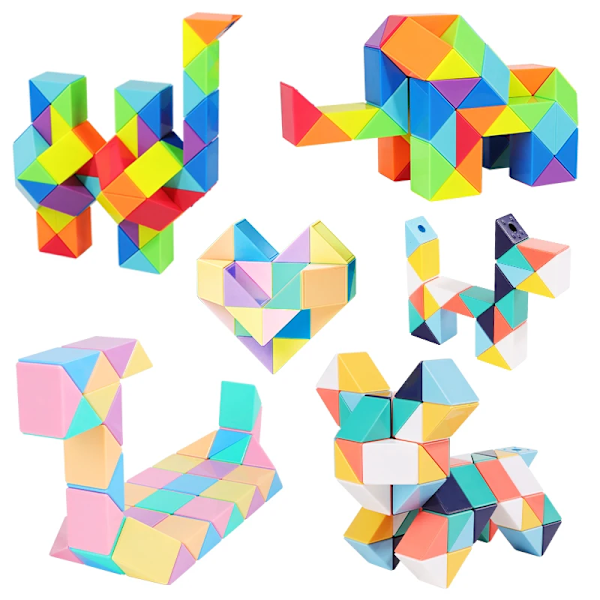 24-72 Segment Magisk Linjal Orm Kub Multi-Färg 3D Pussel Fidget Leksaker Transformerbara Kuber Barn Utbildning Leksaker Gåva Cubo Magico A 36 segments