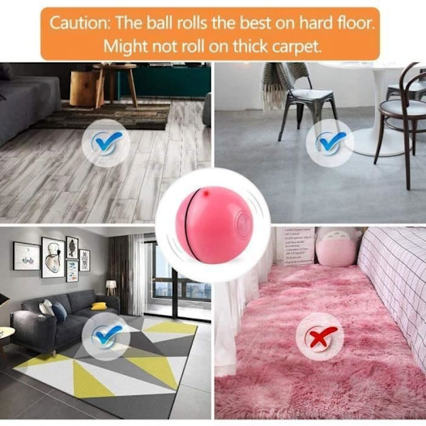 Interaktiv Leksak - Självroterande Boll - 360 Grader - USB Uppladdningsbar - För Katter - Röd