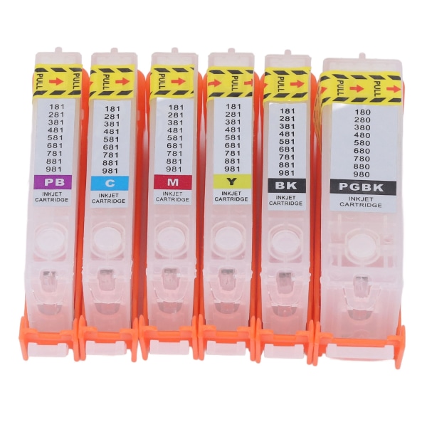 6Pcs Printer Ink Cartridge with Permanent Chip Eco Friendly 6 Color Refill Ink Cartridge Set 580 581