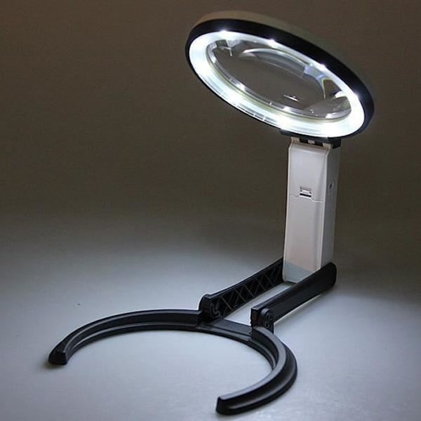 10 LED Bordsförstoringsglaslampa Optisk Vikbar Arbetsförstoring 2X 5X Förstoringsglas 110-240V Eu-kontakt - Lreuxn-A34130