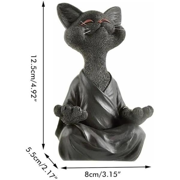 Trädgårdsstaty i sten, Katt Buddha Ornament Utomhus Kattstaty Djur Meditation Ornament För Uteplats Trädgård