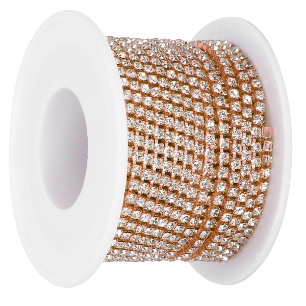 SS8‑2,5 mm 10 yards kunstig diamantkjede DIY Hjemmehåndverk BryllupsdekorasjonskjedeRose Gold