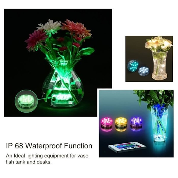 Pack Led Undervattensljus Vattentät Ip68 Flerfärgad Nedsänkbar Belysning Med Fjärrkontroll Dekoration För Akvarium/Pool