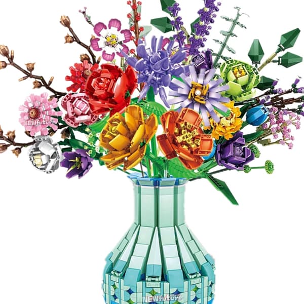 Romantisk ros gipsofila blomvas daisy trädgård husväxt monteringsbyggstenar klassiska modellstenar set barnkit Without original Box(.103)