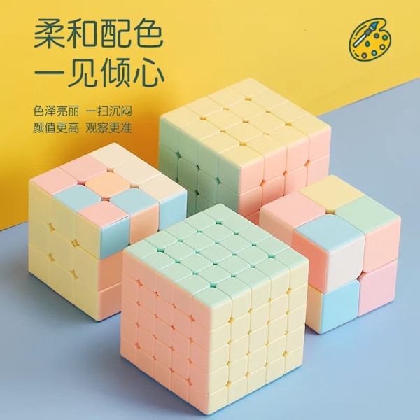 Pyramid Macaron Speed Cubo Magico Fidget Leksaker Ny Macaron Färg Magic Cube Macaron Stickerless Magic Cube 3X3 3x3