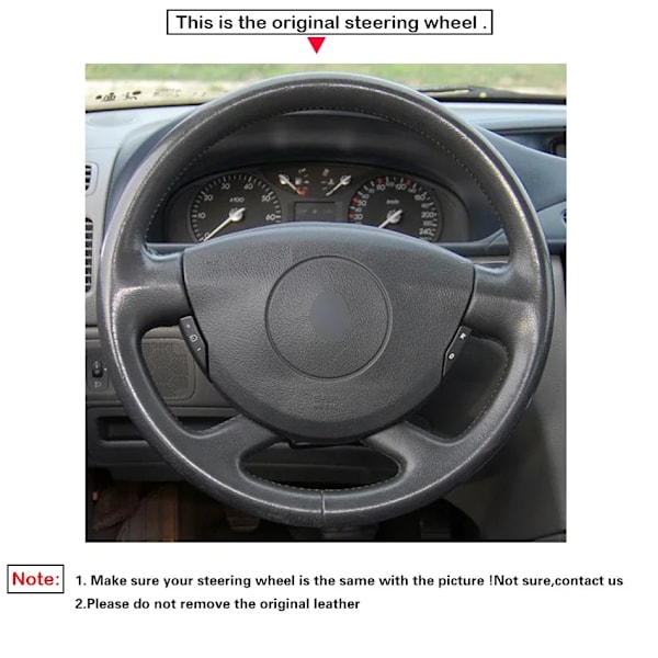 Svart konstläder rattöverdrag för Renault Laguna 2 Vel Satis Espace Trafic 2 2001-2014 Nissan Primastar 2009-2015 Red Marker
