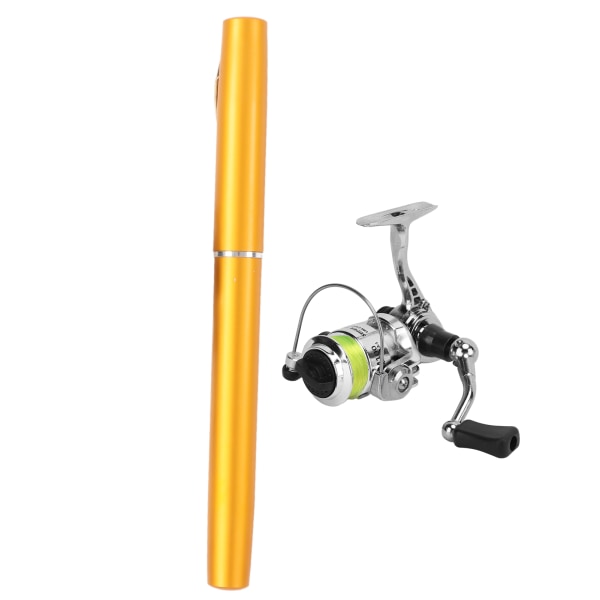 Bærbar Mini Pen Shape Fiskestang Stanglomme Udtrækkelig fiskestang med Reel WheelGold