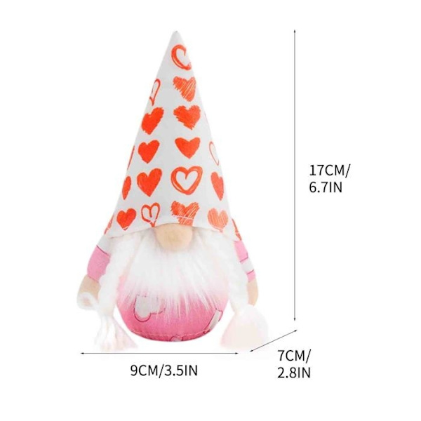 Ansiktslös kvinnlig dockfigur i form av ett kärlekshjärta Ornament Rudolph Dvärg Kärleksgoblin