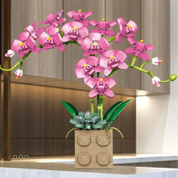 Byggstenblommor orkidéserie bonsai flicka bygg leksaksblommor vuxen blomsterarrangemang monteringsleksaker för gåvor Without box 1036PCS