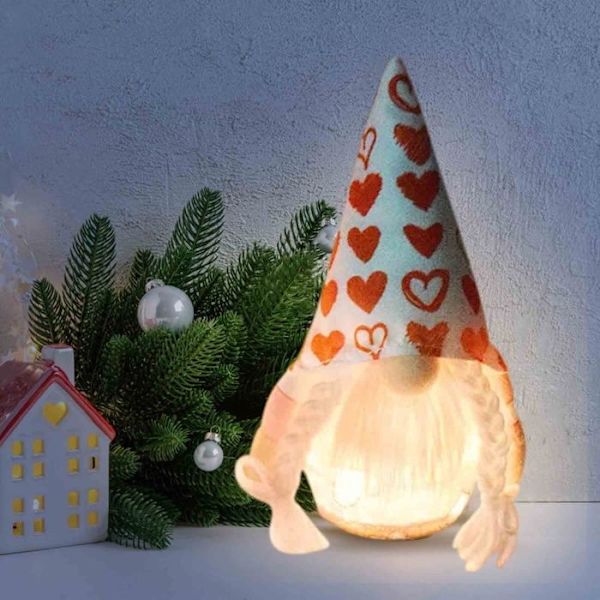 Ansiktslös kvinnlig dockfigur i form av ett kärlekshjärta Ornament Rudolph Dvärg Kärleksgoblin