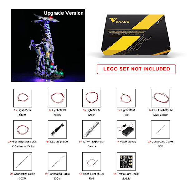 Vonado LED-belysningssats för 76989 Horizon Forbidden West: Tallneck byggklossar leksaker lampset endast belysning ingen modell Upgrade Only LED Light
