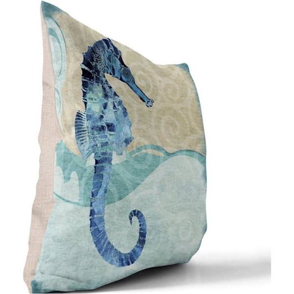 Set med 2 örngott 45 x 45 cm - Bomull Linne Blått Havstema Sjöstjärna Sjöhäst Strandspel