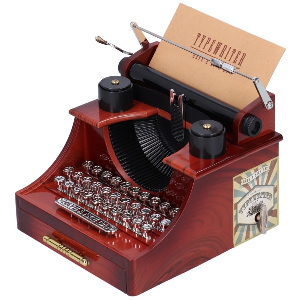 Skrivemaskine musikæske med skuffe Vintage urværksmekanisme i træ, melodiudsmykningsgave