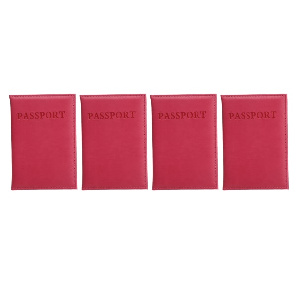 4st Passhållare Vattentät Mjuk Bekväm PU-läder Passfodral Cover för ID-kort Kreditkort Rose Red