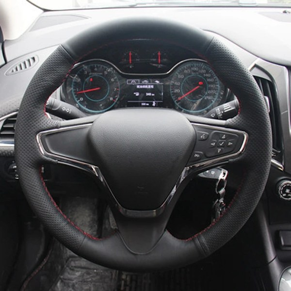 Gnupme konstläder svart bil rattöverdrag för Chevrolet Malibu XL 2016 2017 Equinox 2017 2018 Buick Velite 5