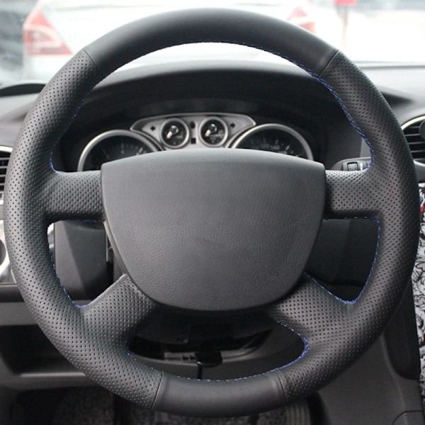 Artificia läder handsydd svart rattöverdrag för Ford Kuga 2008-2011 Focus 2 2005-2011 C-Max 2007-2010 Transit