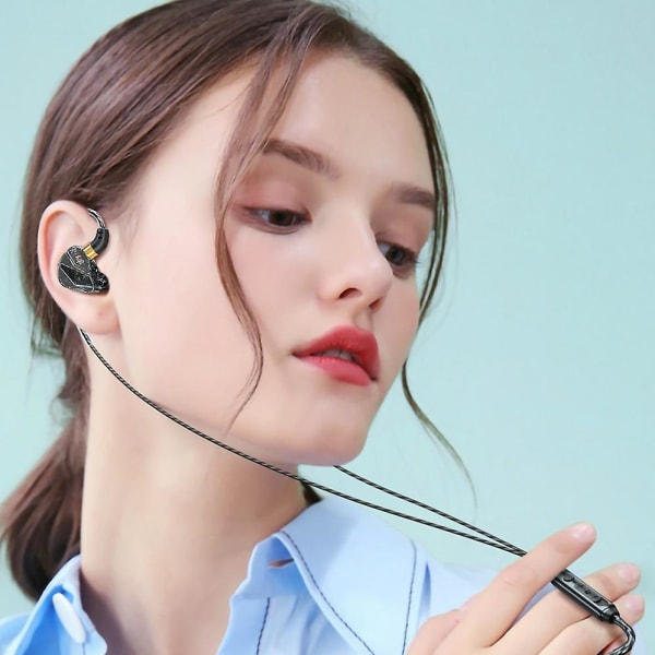 3,5 mm L Böjkontakt Trådbundna hörlurar Hifi Bass Hörlurar In-ear Headset Gamer Handsfree hörlurar för Xiaomi Hu Samsung Blue