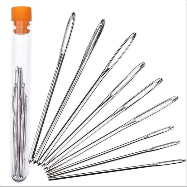 9-delt nålesæt med nåleflaske - Synåle i rustfrit stål til syning og håndværk