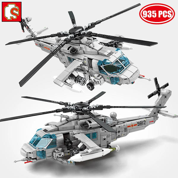 Sembo SWAT-polisens tekniska beväpnade helikopterbyggstenar modell militär STEM-kit flygplan tegelstenar DIY-leksaker för pojkar vuxna No box