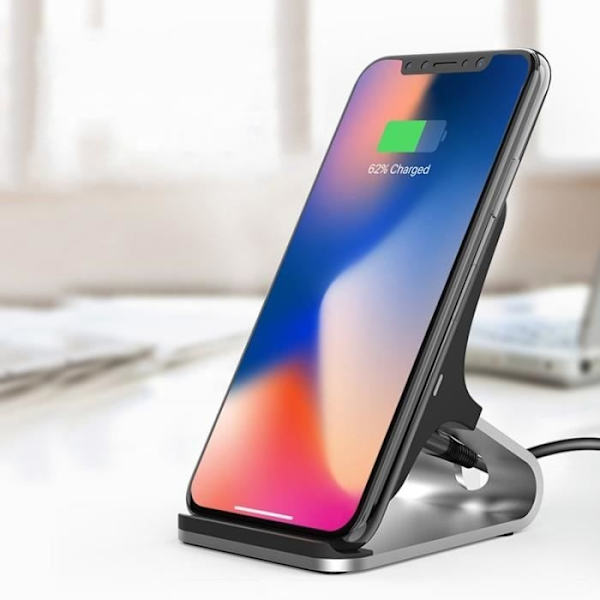 Snabb trådlös laddare, aluminiumlegering, Qi-induktionsladdare kompatibel med Samsung Galaxy Note 8 / S8 Plus / Iphone 8 / Plus / X