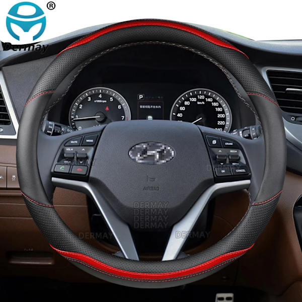 Rattskinnsöverdrag i PU-läder med kolfiber för Hyundai Tucson 2004~2022 NX4 IX35 2016 2017 2019 2021 2022 - Biltillbehör D shape- Orange