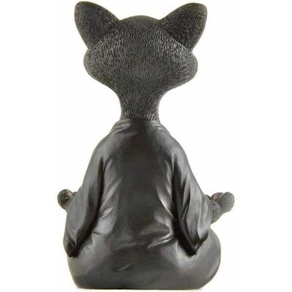 Trädgårdsstaty i sten, Katt Buddha Ornament Utomhus Kattstaty Djur Meditation Ornament För Uteplats Trädgård