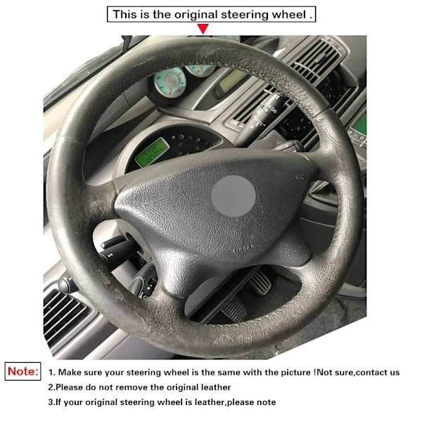 Svart PU konstläder rattöverdrag för Citroen Xsara Picasso Berlingo 2001-2010 C5 2001-2006 Peugeot Partner 2003-2008 Red Marker