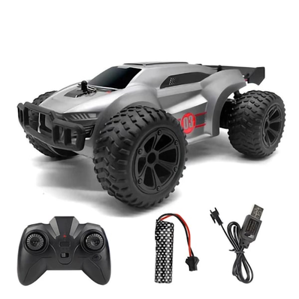 Ny RC-bil 2.4g radiostyrd leksaksfordon terrängklättring drift SUV höghastighets cool belysning maskinmodell barnpresenter Silver