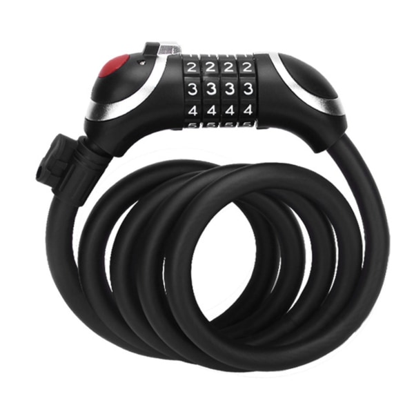 1,5 m sykkellås Skjærebestandig PVC-belegg fleksibel kabel 4-sifret sikkerhetskombinasjonslås for utendørsaktiviteter