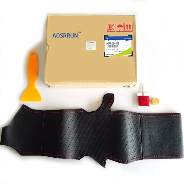 Tillbehör trim äkta läder bil rattöverdrag för Ford Focus 2 C-Max Kuga 2005 2006 2007 2008 2009 2010 black line