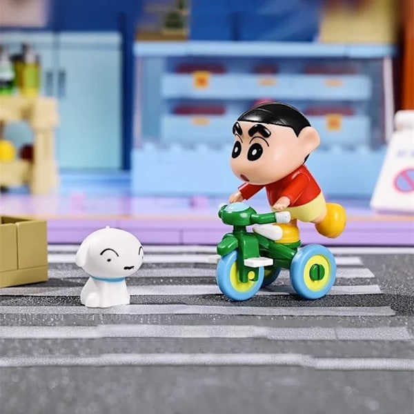 Keeppley Crayon Shin-chan Byggblockspussel Leksak Kawaii Modell Animationstillbehör Minnesföremål Födelsedagspresent A4