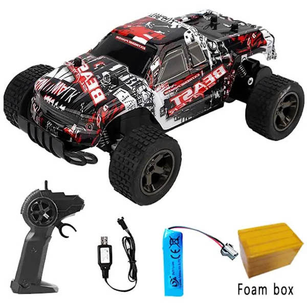 RC Monster Truck Hög Hastighet Off-Road Crawler Drift Radiostyrd Buggy 1/20 Skala Rally Fjärrstyrd Bil Leksaker för Pojkar Red 1 Battery