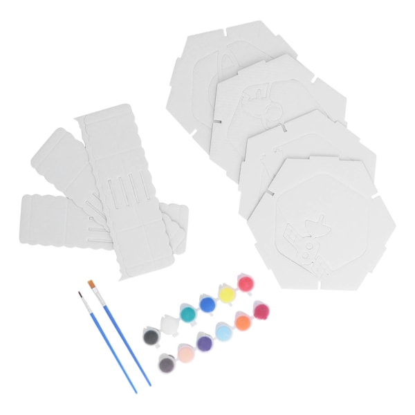 3D Space Papercraft Miljøvenlig 3 Lags Bølgepap 12 Pigmenter Papercraft Farvesæt til Børn Papir DIY