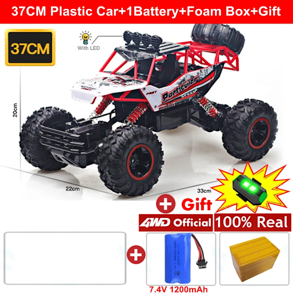 4wd rc bil med LED-lampor 1:12/ 1:16 2.4g fjärrkontrollbilar 4x4 terräng drift trucks pojkar flickor leksaker present till barn 37CM Red 1B LED