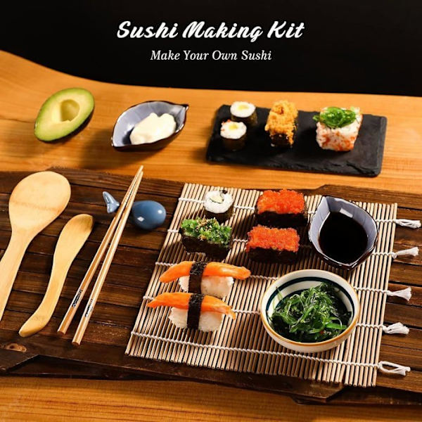 Sushiset (10 delar, plus 2 bambutallrikar)