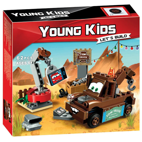Aoger Pixar Cars 3 Byggstenar Modell Leksak Presentset Blixten McQueen Jackson Farbror Lastbil Pojkens Födelsedag Leksakspresent 52PCS(.101) With Box