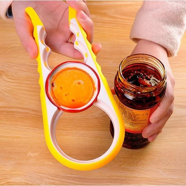 4-i-1 Multifunktionell Burköppnare - Orange - Ergonomisk - Modern Design - Pp + Tpr