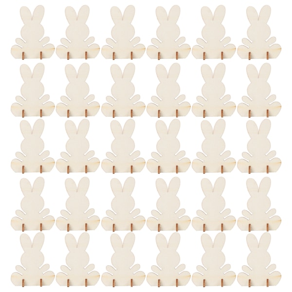 90 stk kaninutskjæringer av tre kanin treflis uferdig håndverk DIY hjemmedekorasjon 3D-pynt