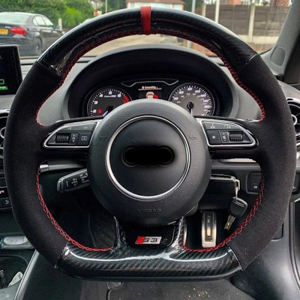Cardak svart mocka rattöverdrag rattfläta för Audi S3 A5 A7 RS7 S7 SQ5 S6 S5 RS5 S4 RS4 2012-2018 Style 3