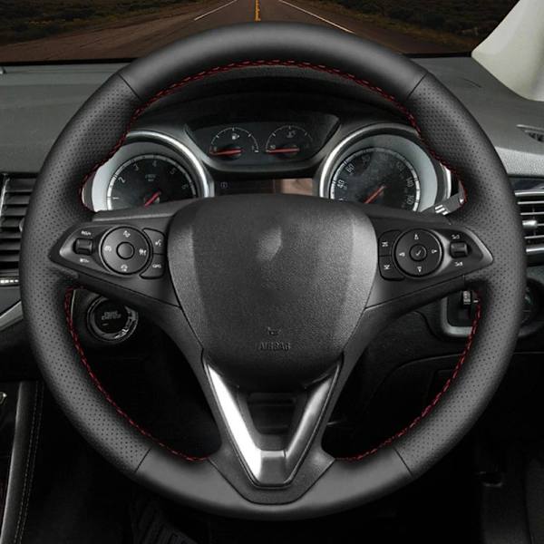 DIY svart konstläder rattöverdrag för Opel Astra K Corsa E Karl Crossland X Grandland Insignia Zafira
