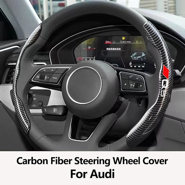 Rattskinnsöverdrag i kolfiber svart för Audi A1 A3 A4 A5 A6 A7 A8 Q3 Q5 Q7 Q8 tillbehör logotyp A1