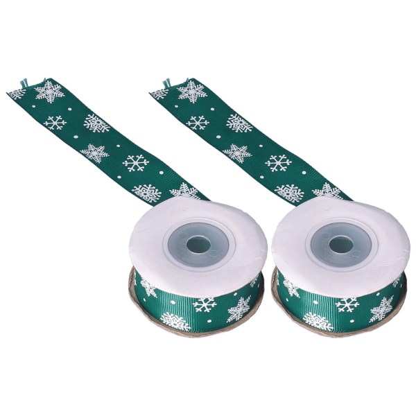 Bånd 9m DIY Christmas Snowflake Green Craft Ribbon Julefest gaveinnpakningsbånd