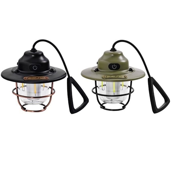 Campinglampor, Retro Portabel Led-lykta Typ-C, USB Uppladdningsbar, Hängande Nödficklampa För - Svart[E3865]