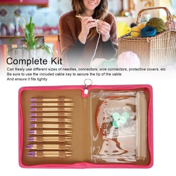 Akozon Rundstickor Set - 10 Utbytbara Storlekar - Tydlig Gravering - Komplett Kit