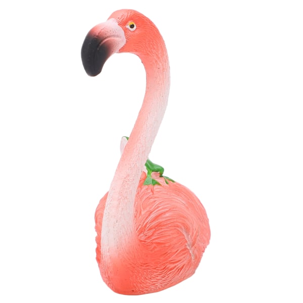 Flamingostatue harpiksmateriale Tropisk stil rosa fjærdrakt dekorative dyrepynt for skrivebordsdekorasjon