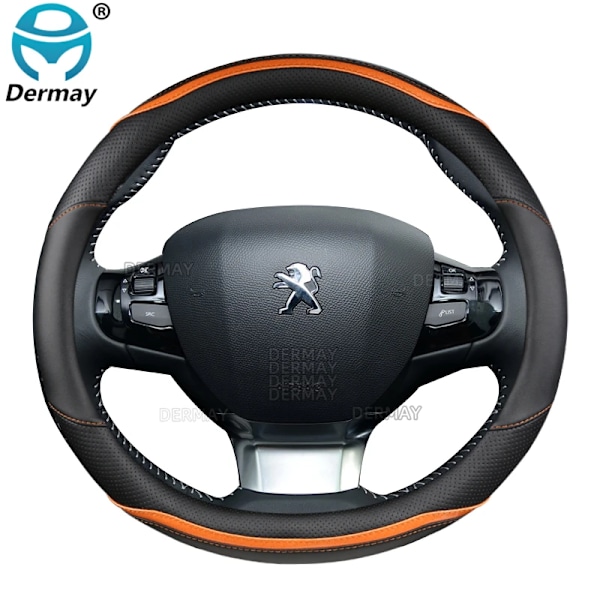 Rattskinnsöverdrag i kolfiber + PU-läder för Peugeot 308 2014~2020 II T9 308 SW 308 CC - Biltillbehör för interiören Brown